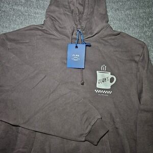 Flan‎ Labs Hoodie Mens S Brown Forever Laughing At Nothing Coffee Graphic
